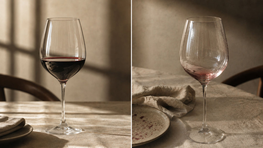Glass of wine staged vs natural life