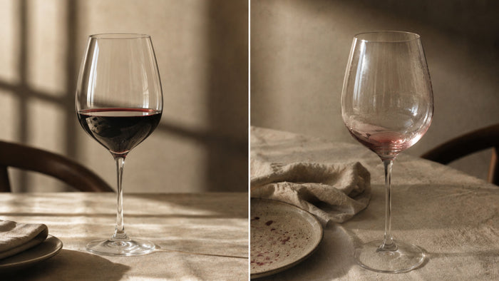 Glass of wine staged vs natural life