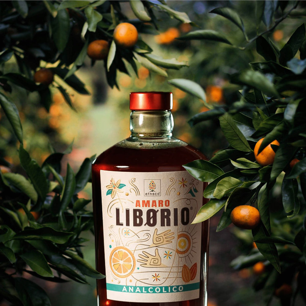 Bottle of Amaro Liborio on a white background