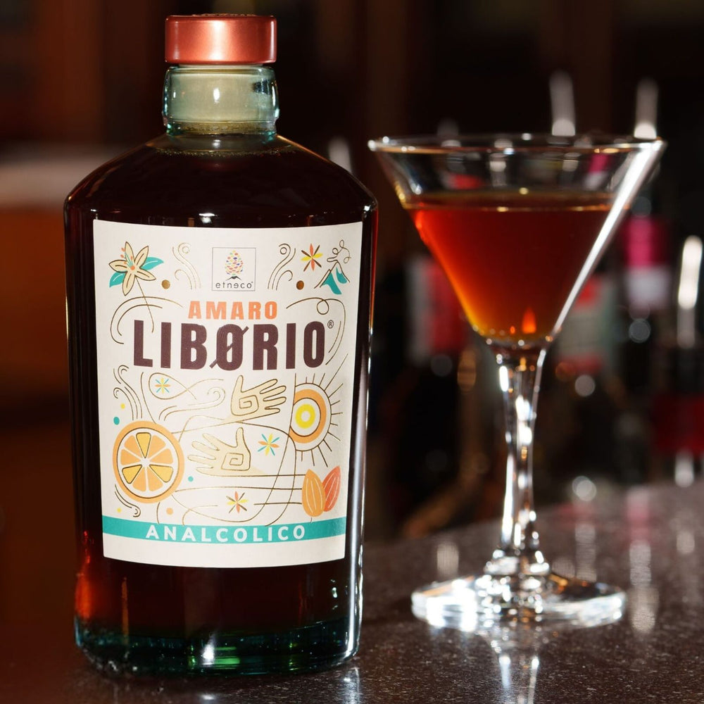 Bottle of Amaro Liborio on a white background