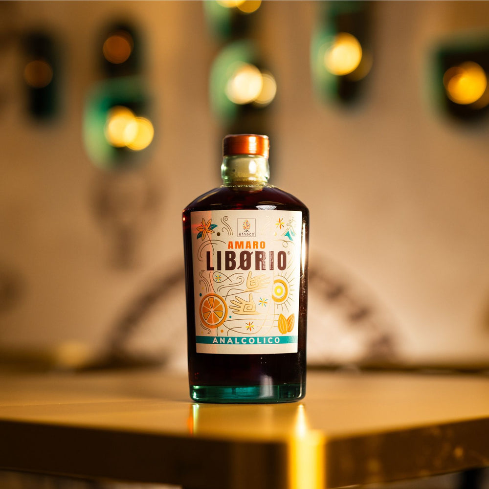 Bottle of Amaro Liborio on a white background