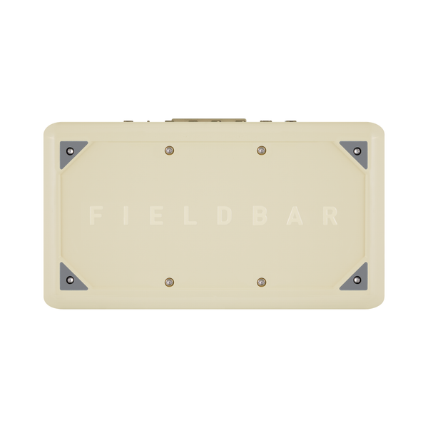 Bottom of Gin Trunk cooler with 'FIELDBAR' branding on a white background