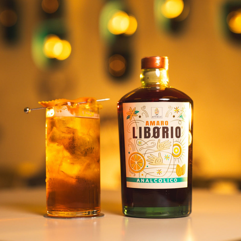 Bottle of Amaro Liborio on a white background