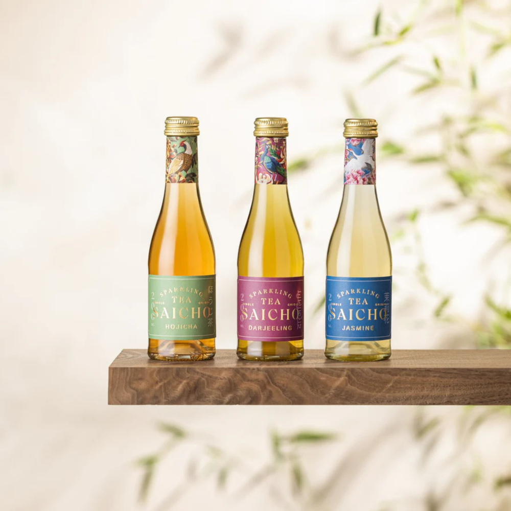 Saicho Sparkling Tea Mini Gift Set — Jasmine, Hojicha, and Darjeeling, non-alcoholic
