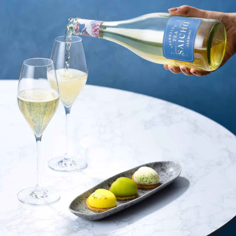 Saicho Jasmine Sparkling Tea — single-origin Chinese green tea, non-alcoholic